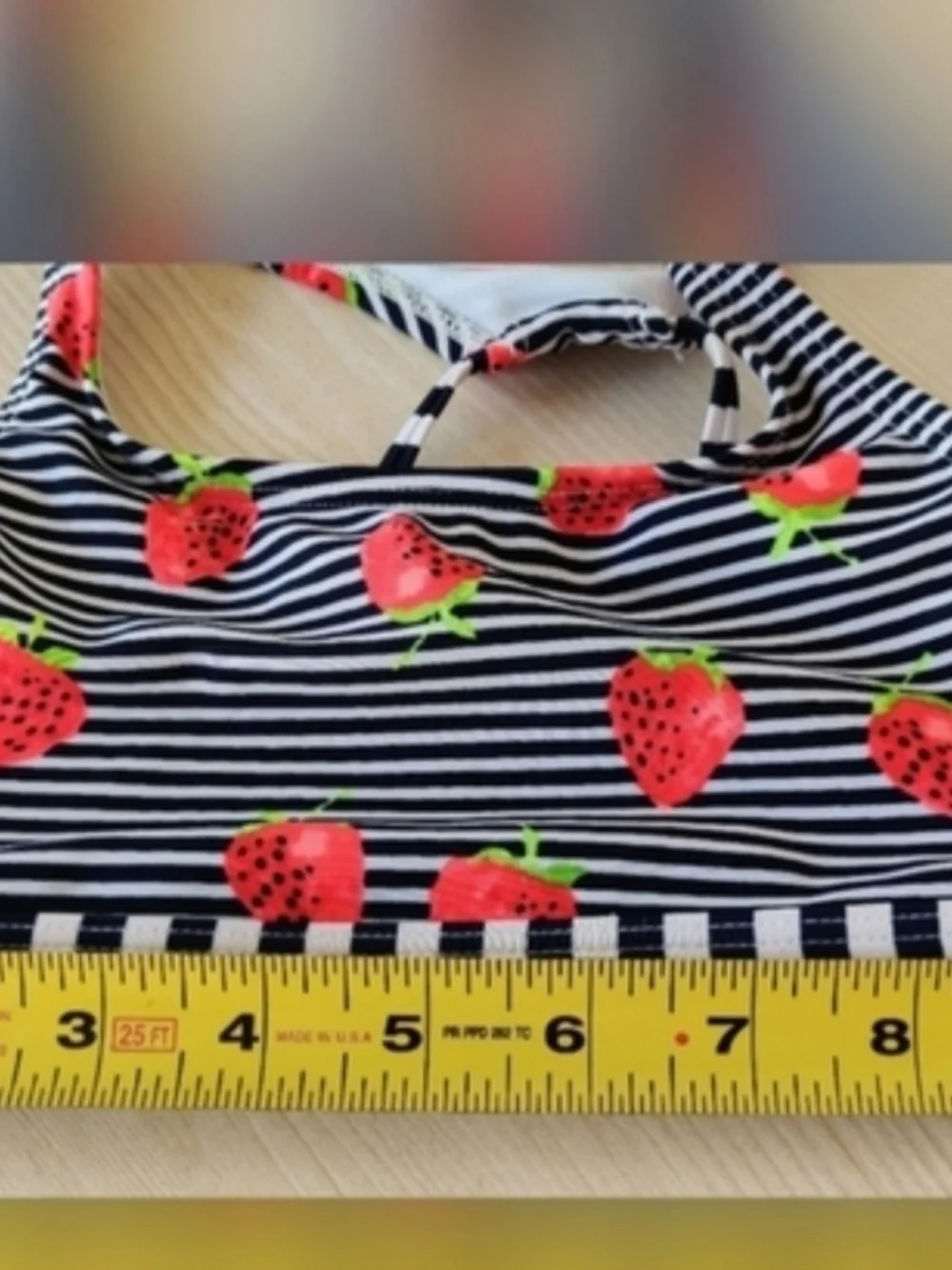 Cat & Jack Girls Blue striped w/Red Strwberries 2 piece Bikini Size S(6/6X)